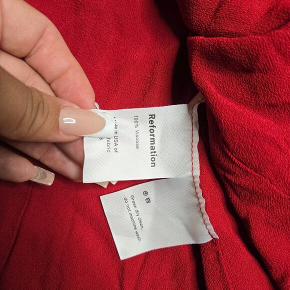 Reformation Collins Wrap Red Dress Size: XS - Picture 6 of 7